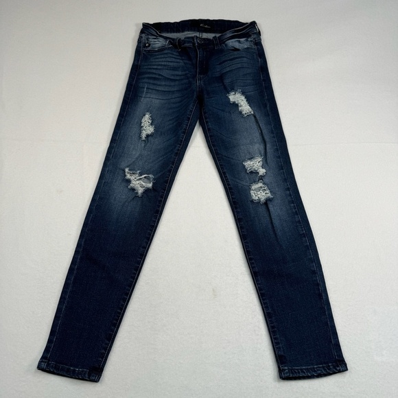 Kancan Skinny Stretch Jeans Womens Size 28 Mid Rise Dark Wash - Picture 2 of 14